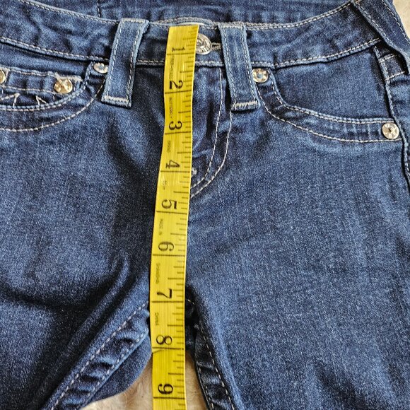 True Religion Women's Blue Supper Skinny Bejeweled Rhinestone Pocket Jeans 24 - Picture 5 of 10